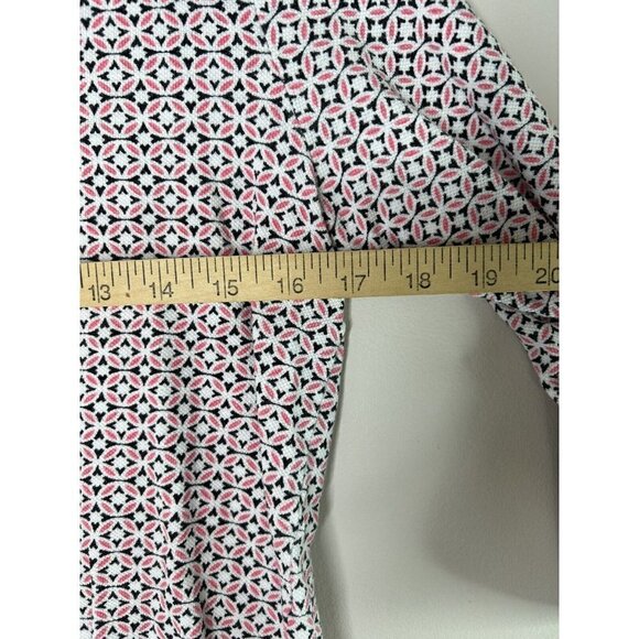 T by Talbots Shirt Womens Pink Black Mandala Floral Keyhole 3/4 Sleeve m… - Picture 8 of 11